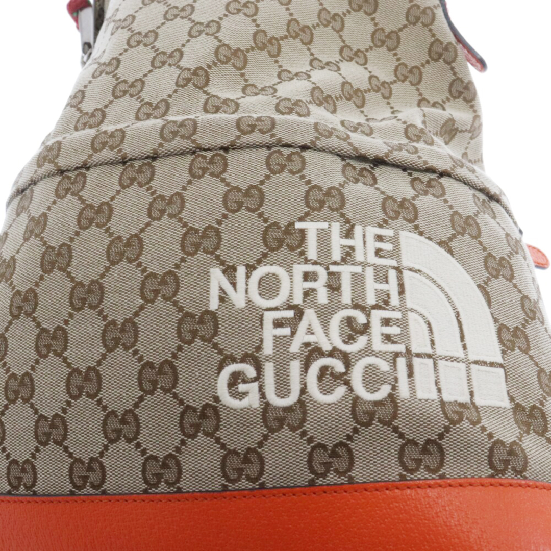 Gucci(グッチ)のGUCCI グッチ 21AW×THE NORTH FACE GGキャンバス ロゴ刺繍入りミディアムバックパック リュック 650288 520981 ブラウン メンズのバッグ(バッグパック/リュック)の商品写真