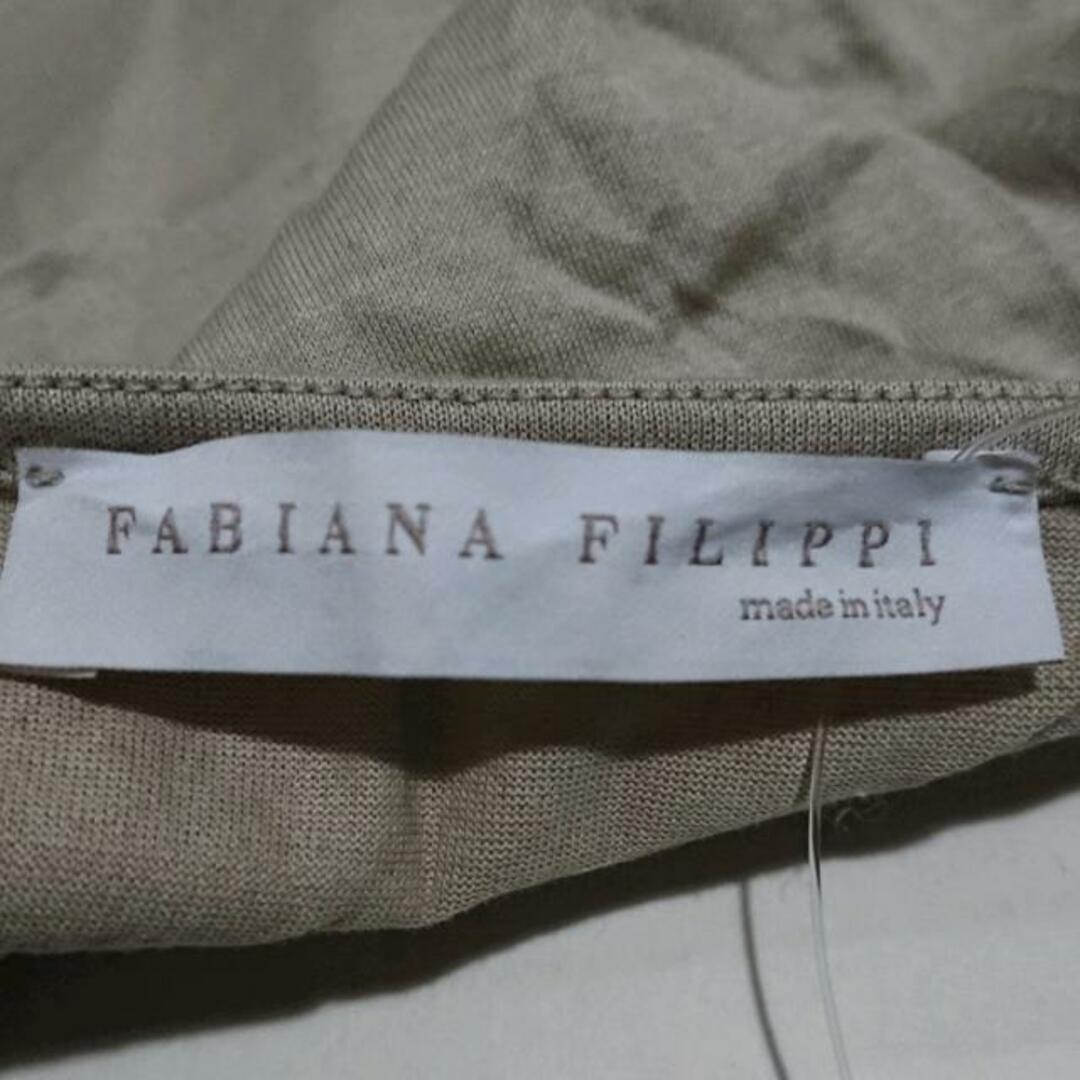 FABIANA FILIPPI(ファビアーナフィリッピ) 七分袖カットソー サイズL レディース美品  ベージュ×白×シルバー ビーズ レディースのトップス(カットソー(長袖/七分))の商品写真