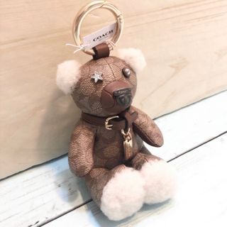 COACH - コーチ 小物 シグネチャー テディ ベアー バッグチャーム キーホルダー  新品