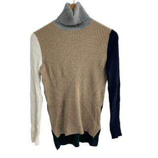 Drawer - Drawer(ドゥロワー) 長袖セーター サイズ1 S レディース美品  - ベージュ×ダークグリーン×マルチ タートルネック
