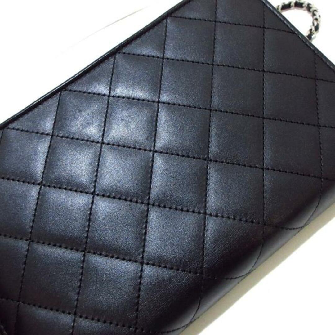 CHANEL(シャネル)のCHANEL(シャネル) 財布 カンボンライン A46646 黒 チェーンウォレット/シルバー金具 レザー×エナメル（レザー） レディースのファッション小物(財布)の商品写真