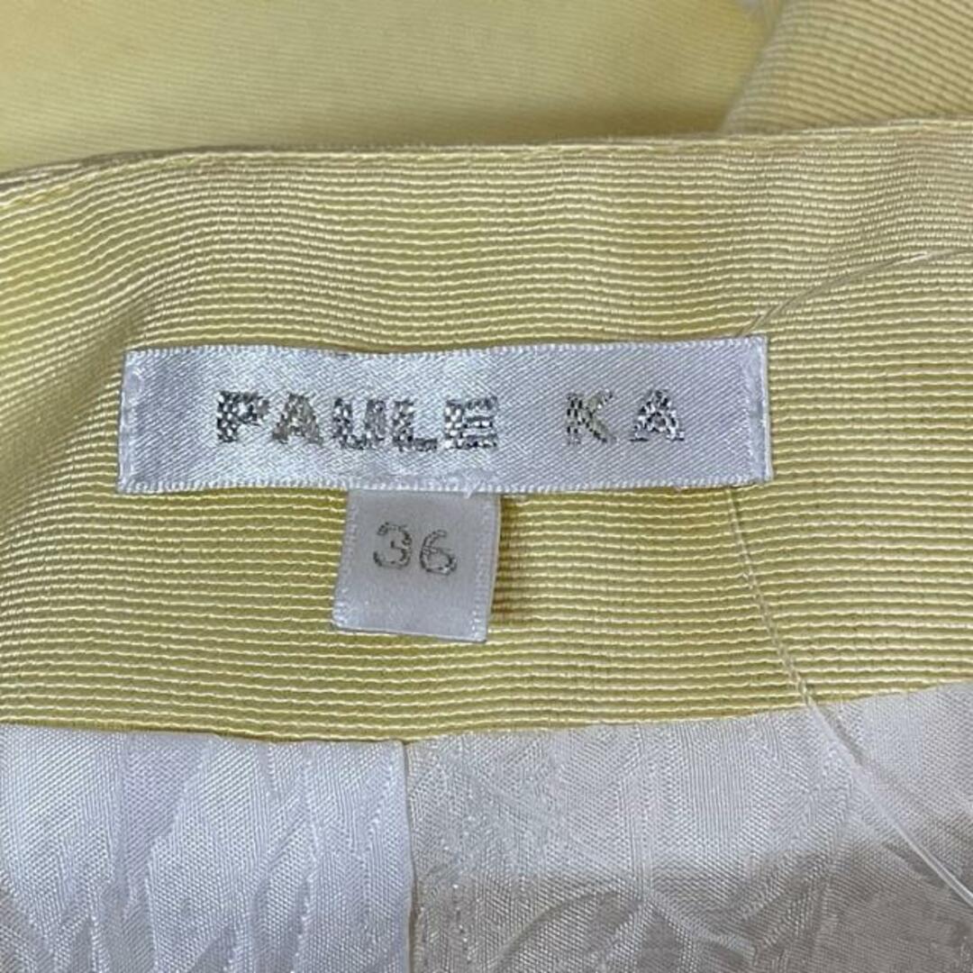 PAULE KA(ポールカ)のPAULEKA(ポールカ) コート サイズ36 S レディース美品  イエロー リボン/ノーカラー/春・秋物 レディースのジャケット/アウター(その他)の商品写真