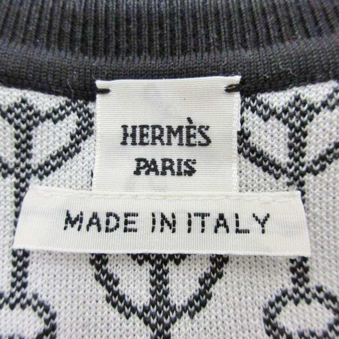 Hermes(エルメス)のHERMES(エルメス) ワンピース サイズ38 M レディース美品  - 黒×白 半袖/ミニ/シルク混 シルク、ナイロン レディースのワンピース(その他)の商品写真