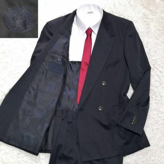 ジャンニヴェルサーチ(Gianni Versace)の極美品 2XL ヴェルサーチ ウール100 スーツ 黒 メデューサ 総柄 裏地(セットアップ)