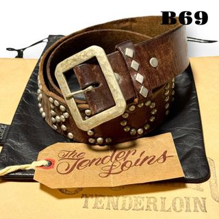 TENDERLOIN - 人気品！ TENDERLOIN HTC PORTER スタッズ ベルト 茶革 S