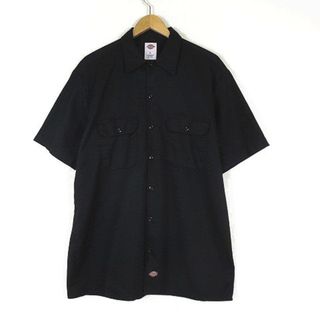 ディッキーズ(Dickies)のディッキーズ ワークシャツ ビッグシルエット TCツイル ロゴ 半袖 L 黒(シャツ)