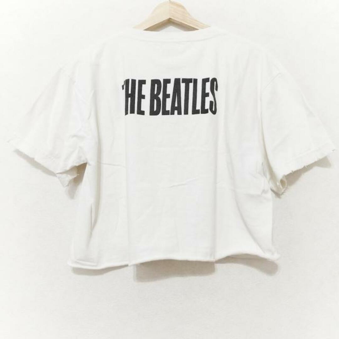 AMERI(アメリ) 半袖カットソー サイズF レディース美品  - 白×黒 クルーネック/The Beatles/ダメージ加工 レディースのトップス(カットソー(半袖/袖なし))の商品写真