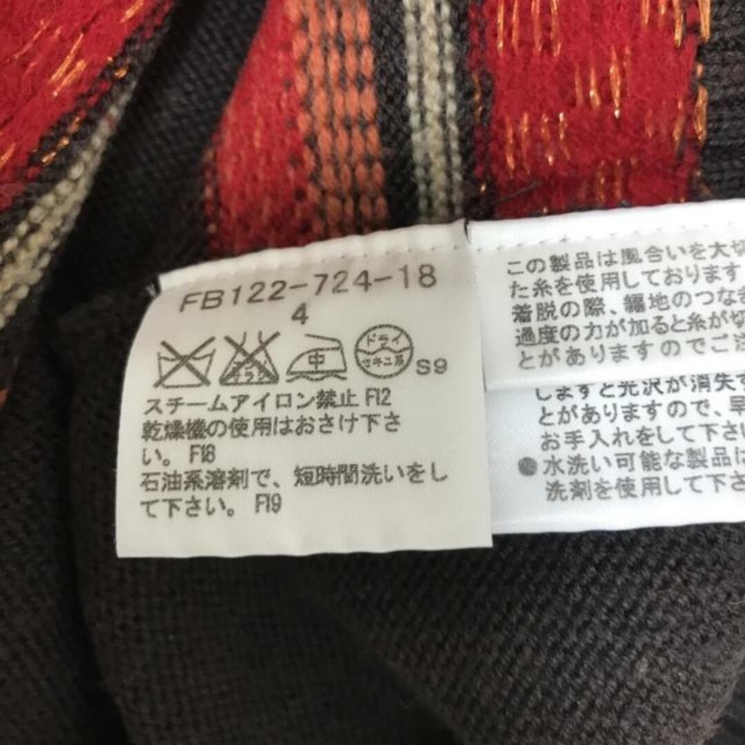 Burberry LONDON(バーバリーロンドン) 長袖セーター サイズ4 XL レディース - ダークブラウン×レッド×マルチ Vネック レディースのトップス(ニット/セーター)の商品写真