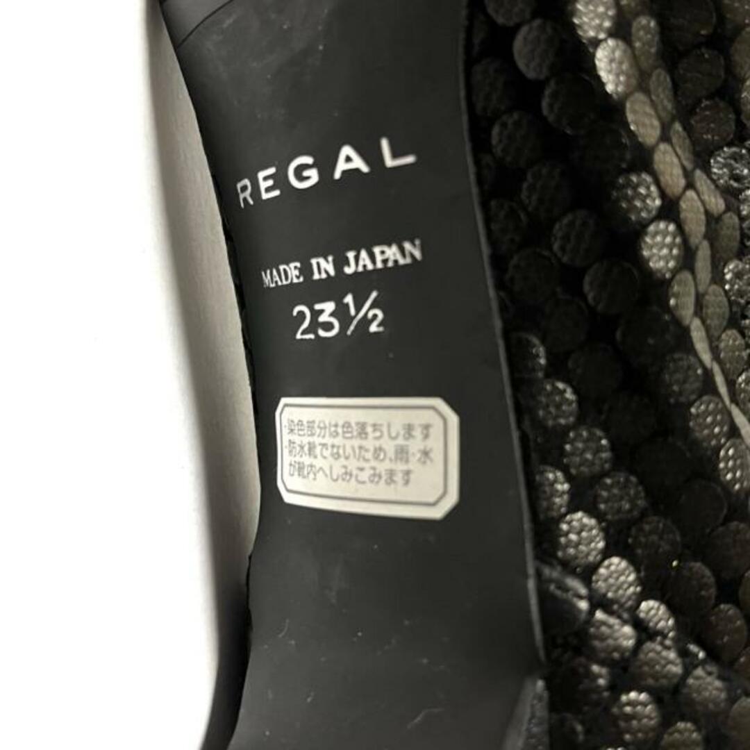 REGAL(リーガル)のREGAL(リーガル) パンプス 23 1/2 レディース - 黒 リボン/スパンコール スエード×サテン レディースの靴/シューズ(ハイヒール/パンプス)の商品写真