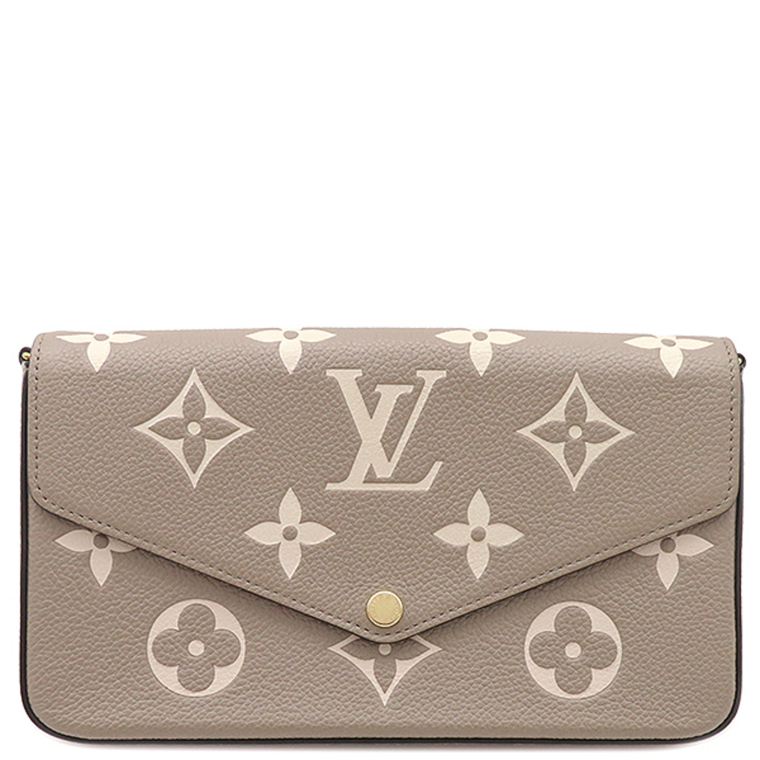 LOUIS VUITTON(ルイヴィトン)のルイヴィトン LOUIS VUITTON チェーンウォレット ポシェット・フェリシー モノグラムアンプラントレザー トゥルトレールクレーム ゴールド金具 グレー ショルダーバッグ バイカラー  M82610 FY0241/RFID 【箱】【中古】 レディースのファッション小物(財布)の商品写真