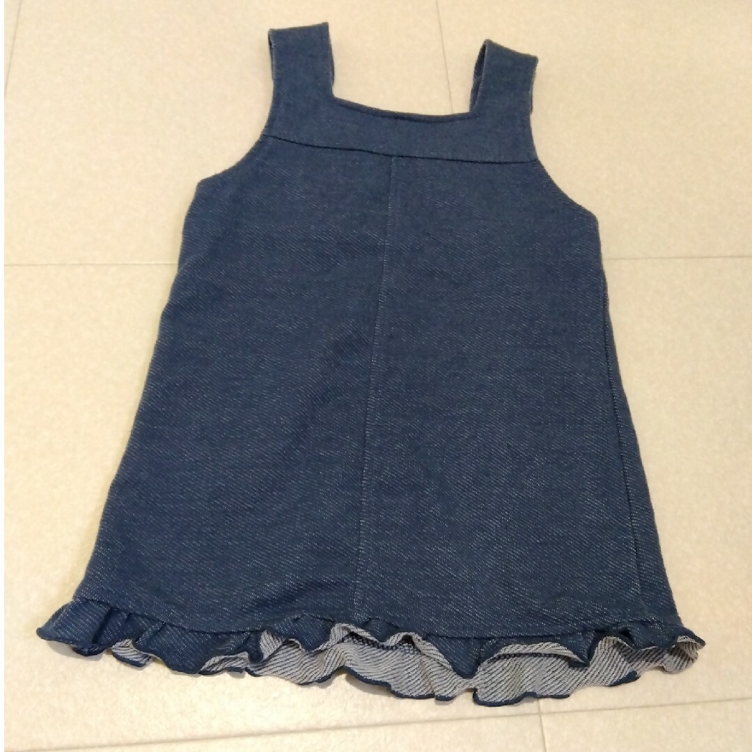 AEON(イオン)のsize90　デニム風ジャンパースカート キッズ/ベビー/マタニティのキッズ服女の子用(90cm~)(ワンピース)の商品写真