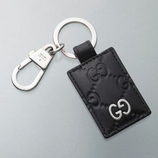 グッチ(Gucci)のS8440 グッチ シグネチャー シマ GG金具 本革 キーリング ITALY製(キーホルダー)
