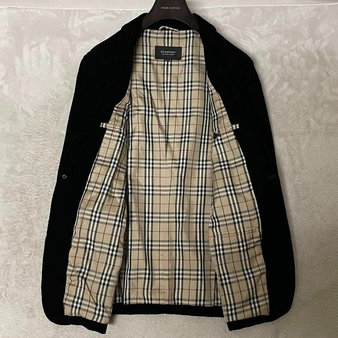 BURBERRY BLACK LABEL(バーバリーブラックレーベル)の専用最高級！バーバリーブラックレーベル ベロアジャケット ブラック×ノバチェック メンズのジャケット/アウター(テーラードジャケット)の商品写真