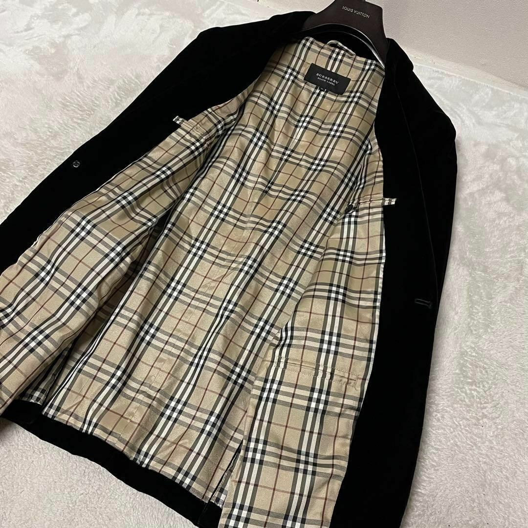 BURBERRY BLACK LABEL(バーバリーブラックレーベル)の専用最高級！バーバリーブラックレーベル ベロアジャケット ブラック×ノバチェック メンズのジャケット/アウター(テーラードジャケット)の商品写真