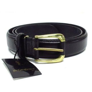 サンローラン(Saint Laurent)のYvesSaintLaurent(イヴサンローラン) ベルト - 黒×ゴールド レザー×金属素材(ベルト)