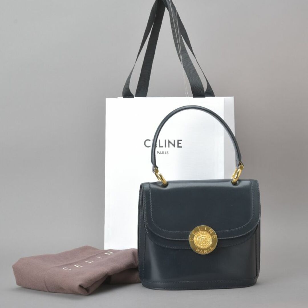 celine(セリーヌ)の未使用に近い◇CELINE セリーヌ 地球儀 ハンドバッグ 本革 レザー 紺 レディースのバッグ(ハンドバッグ)の商品写真