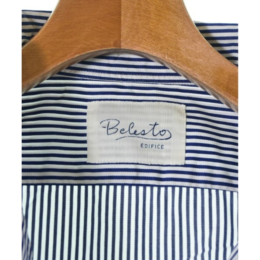 EDIFICE(エディフィス)のEDIFICE カジュアルシャツ 44(S位) 紺x白(ストライプ) 【古着】【中古】 メンズのトップス(シャツ)の商品写真