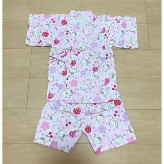 新品☆サンリオ☆ハローキティ☆甚平☆上下セット☆りんごお花さくらんぼ☆110cm