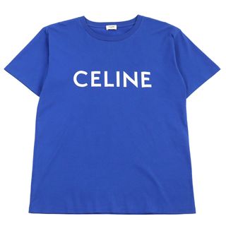 セリーヌ(celine)の美品○CELINE セリーヌ 21SS 2X681501F コットン100% ロゴプリント クルーネック 半袖Ｔシャツ/カットソー ブルー XS イタリア製 正規品 メンズ(Tシャツ/カットソー(半袖/袖なし))