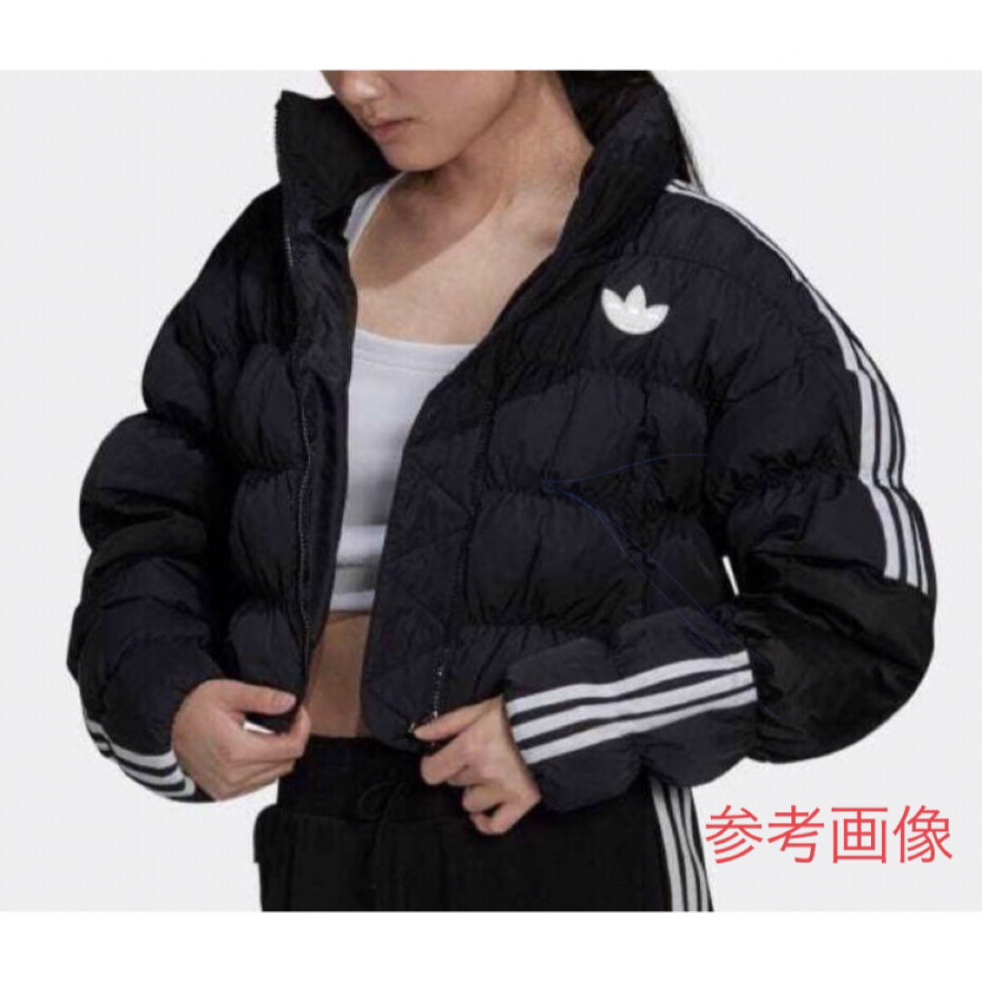 adidas(アディダス)のXL 美品 adidas ショート パファー ダウンジャケット ブラック 黒 白 レディースのジャケット/アウター(ダウンジャケット)の商品写真