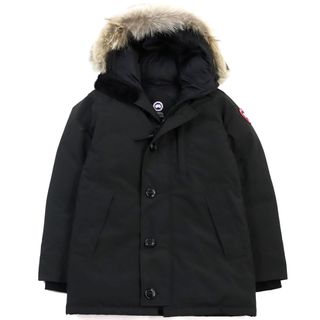 カナダグース(CANADA GOOSE)の美品○CANADA GOOSE カナダグース 3020400040 JASPER PARKA ジャスパーパーカー 3438JM コヨーテファー ロゴワッペン付 ダブルジップ フーデッド ダウンジャケット ブラック S カナダ製 正規品 メンズ(ダウンジャケット)