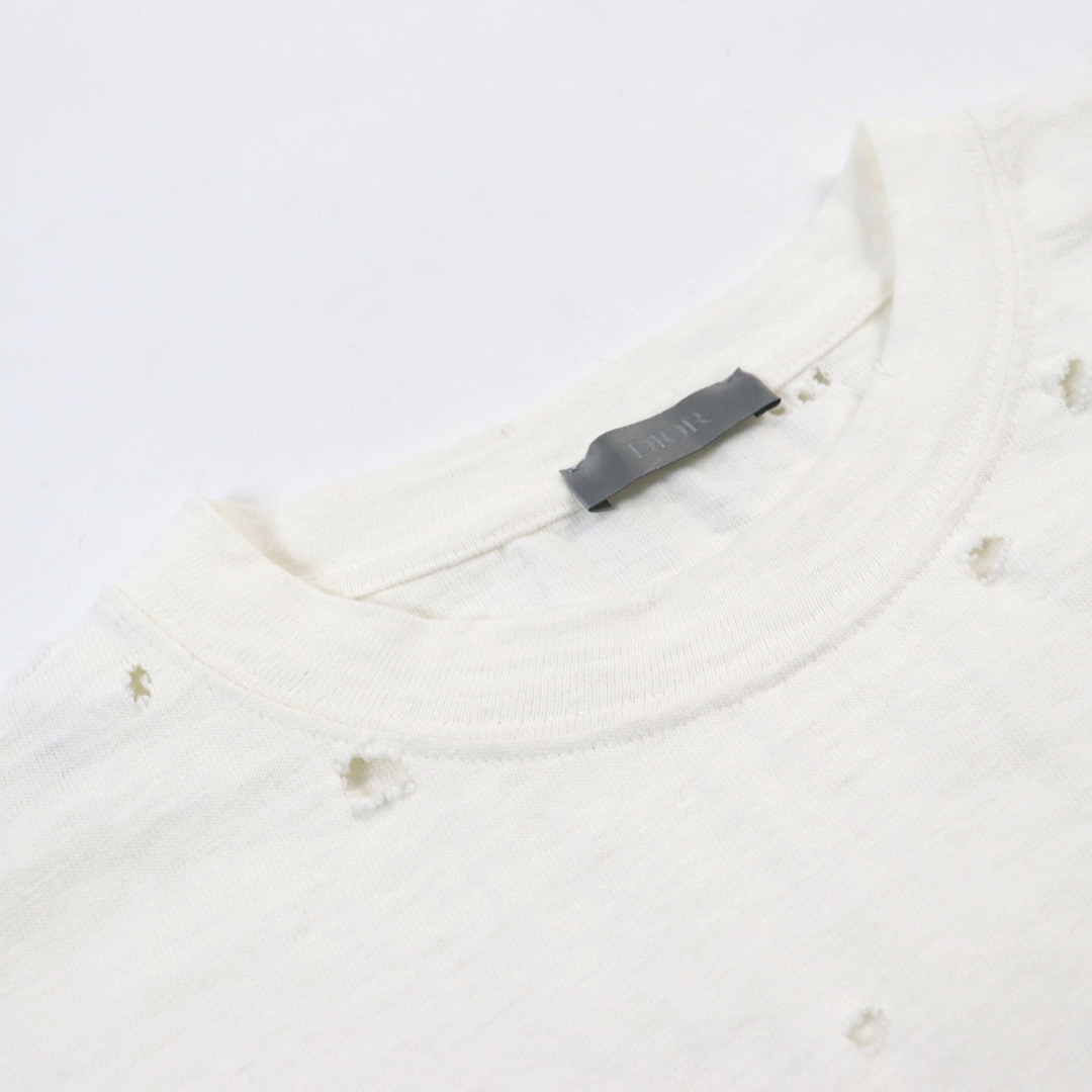 DIOR HOMME(ディオールオム)の美品○DIOR ディオール オム 23AW 343J636A0849 コットン100% Couture Relaxed Fit T-shirt ロゴプリント ダメージ加工 リラックスフィット 半袖Ｔシャツ アイボリー S イタリア製 正規品 メンズ メンズのトップス(Tシャツ/カットソー(半袖/袖なし))の商品写真