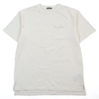 ディオールオム(DIOR HOMME)の美品○DIOR ディオール オム 23AW 343J636A0849 コットン100% Couture Relaxed Fit T-shirt ロゴプリント ダメージ加工 リラックスフィット 半袖Ｔシャツ アイボリー S イタリア製 正規品 メンズ(Tシャツ/カットソー(半袖/袖なし))