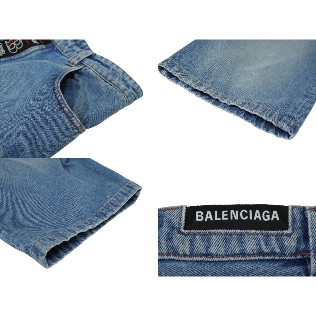 Balenciaga(バレンシアガ)の極美品 BALENCIAGA バレンシアガ バギーデニムショートパンツ フロント ロゴ ブルー 641464 TDW15 4762 サイズ30 中古 61658 レディースのパンツ(ショートパンツ)の商品写真
