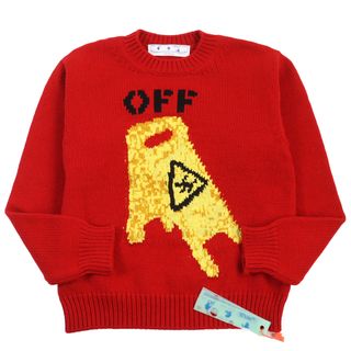 OFF-WHITE - 未使用品●OFF-WHITE オフホワイト 20AW OMHE054F20KNI002 Pascal Wet Floor Crewneck 長袖 ニット セーター レッド M 正規品 メンズ