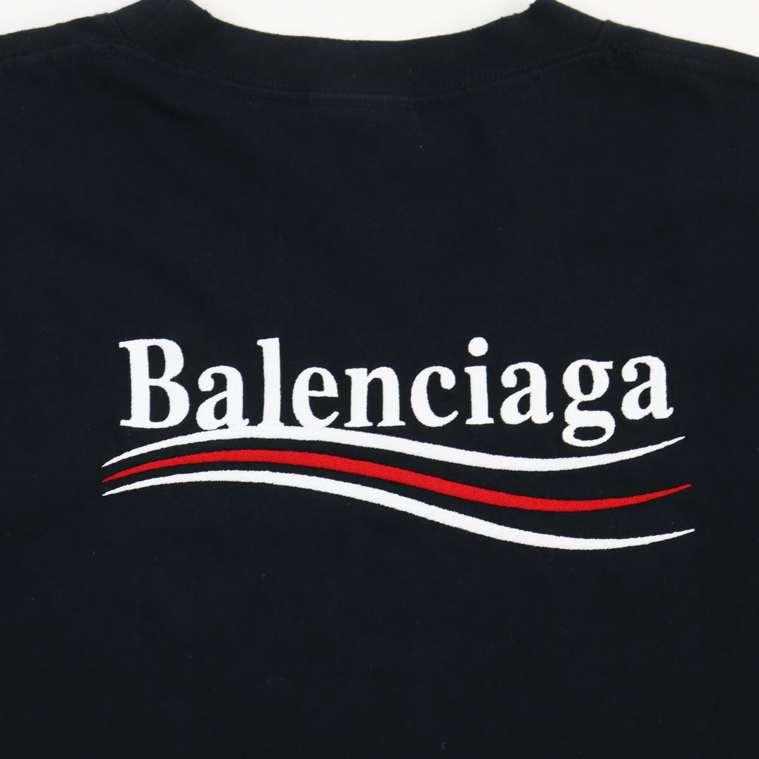 Balenciaga(バレンシアガ)の美品●BALENCIAGA バレンシアガ 22AW 641655 ラージフィット キャンペーンロゴ ダメージ加工 クルーネック 半袖Ｔシャツ ブラック XXS 正規品 メンズ メンズのトップス(Tシャツ/カットソー(半袖/袖なし))の商品写真