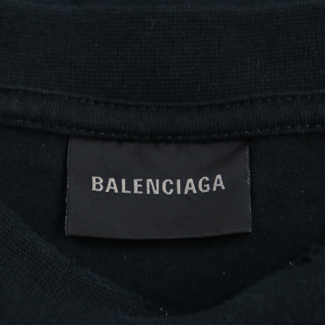 Balenciaga(バレンシアガ)の美品●BALENCIAGA バレンシアガ 22AW 641655 ラージフィット キャンペーンロゴ ダメージ加工 クルーネック 半袖Ｔシャツ ブラック XXS 正規品 メンズ メンズのトップス(Tシャツ/カットソー(半袖/袖なし))の商品写真