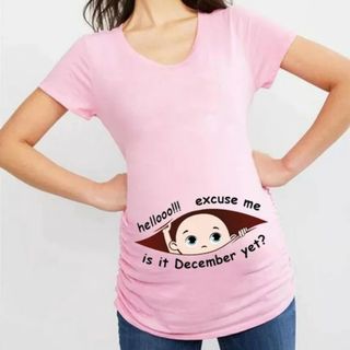 出産予定日12月 マタニティ面白Tシャツ December Lサイズ(マタニティトップス)