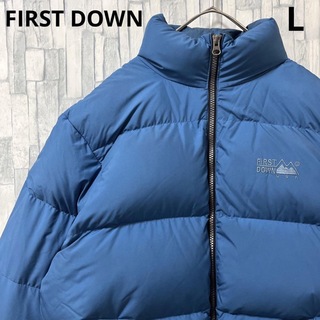 FIRST DOWN - ファーストダウン ダウンジャケット 刺繍ロゴ ダークブルー ドローコード L