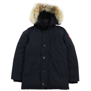 カナダグース(CANADA GOOSE)の良品●CANADA GOOSE カナダグース 3438JM JASPER ジャスパー ファー ロゴワッペン付 ダウンジャケット ネイビー XS カナダ製 正規品 メンズ(ダウンジャケット)