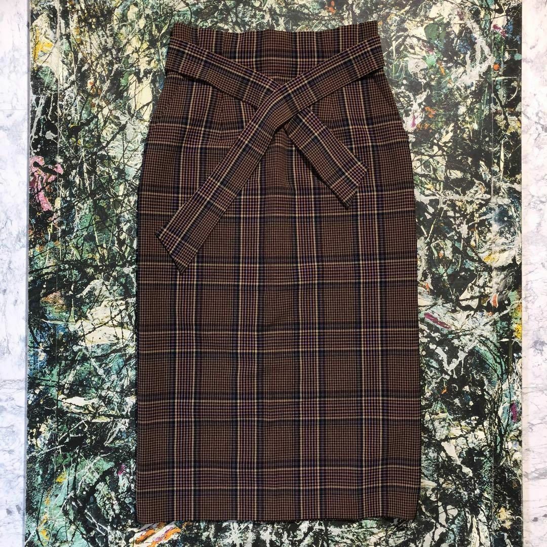 allureville - 【美品】アルアバイル-allureville-チェックロングペンシルスカート