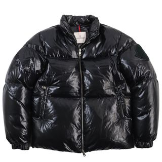 モンクレール(MONCLER)の美品●MONCLER モンクレール 18-19AW FRIESIAN ロゴプリント ダブルジップ スタンドカラー ダウンジャケット ブラック 1 正規品 メンズ(ダウンジャケット)