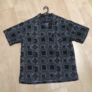 ANTIQULOTHES XL 半袖　シャツ　メンズ　総柄　ペイズリー　黒　白(シャツ)