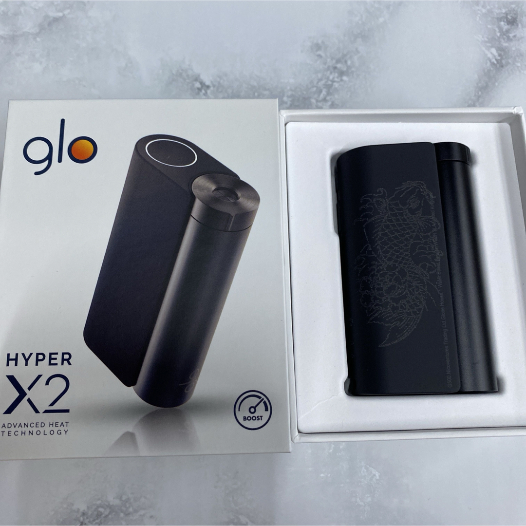 glo(グロー)の鯉 滝登り レーザー加工 glo hyper X2 グローハイパー本体 ブラック メンズのファッション小物(タバコグッズ)の商品写真