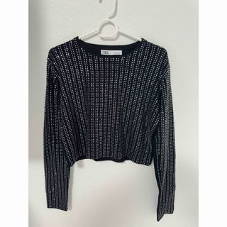 ザラ(ZARA)のZARA ビジュー　完売品ブラック長袖トップ♡未使用(シャツ/ブラウス(長袖/七分))