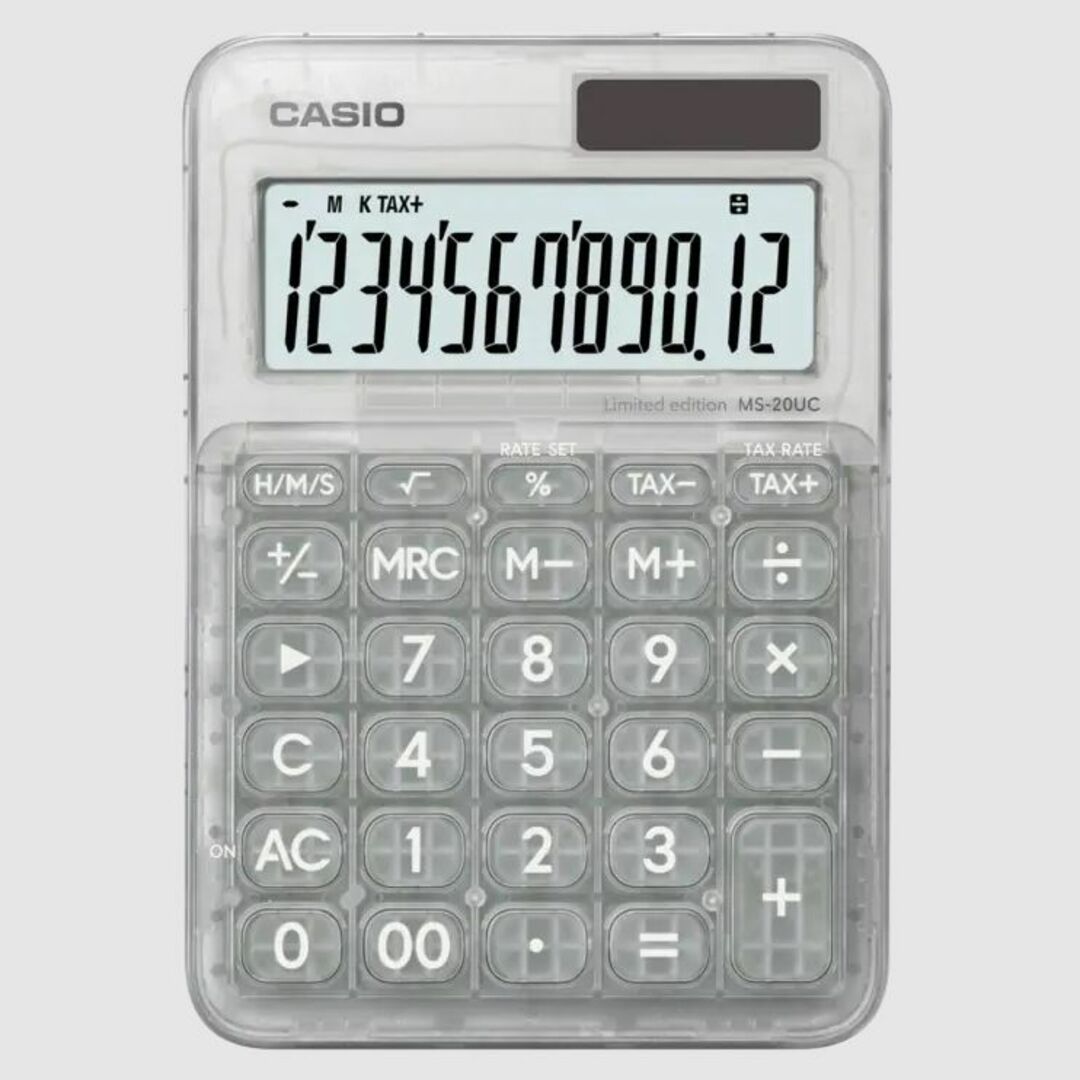 CASIO(カシオ)の電卓　CASIO　カシオ　クリア　スケルトン　ホワイト　限定　ミニジャストタイプ インテリア/住まい/日用品の文房具(その他)の商品写真