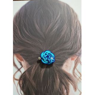 No.643 水引 ヘアクリップ ブルー 水色 コットンパール(ヘアアクセサリー)