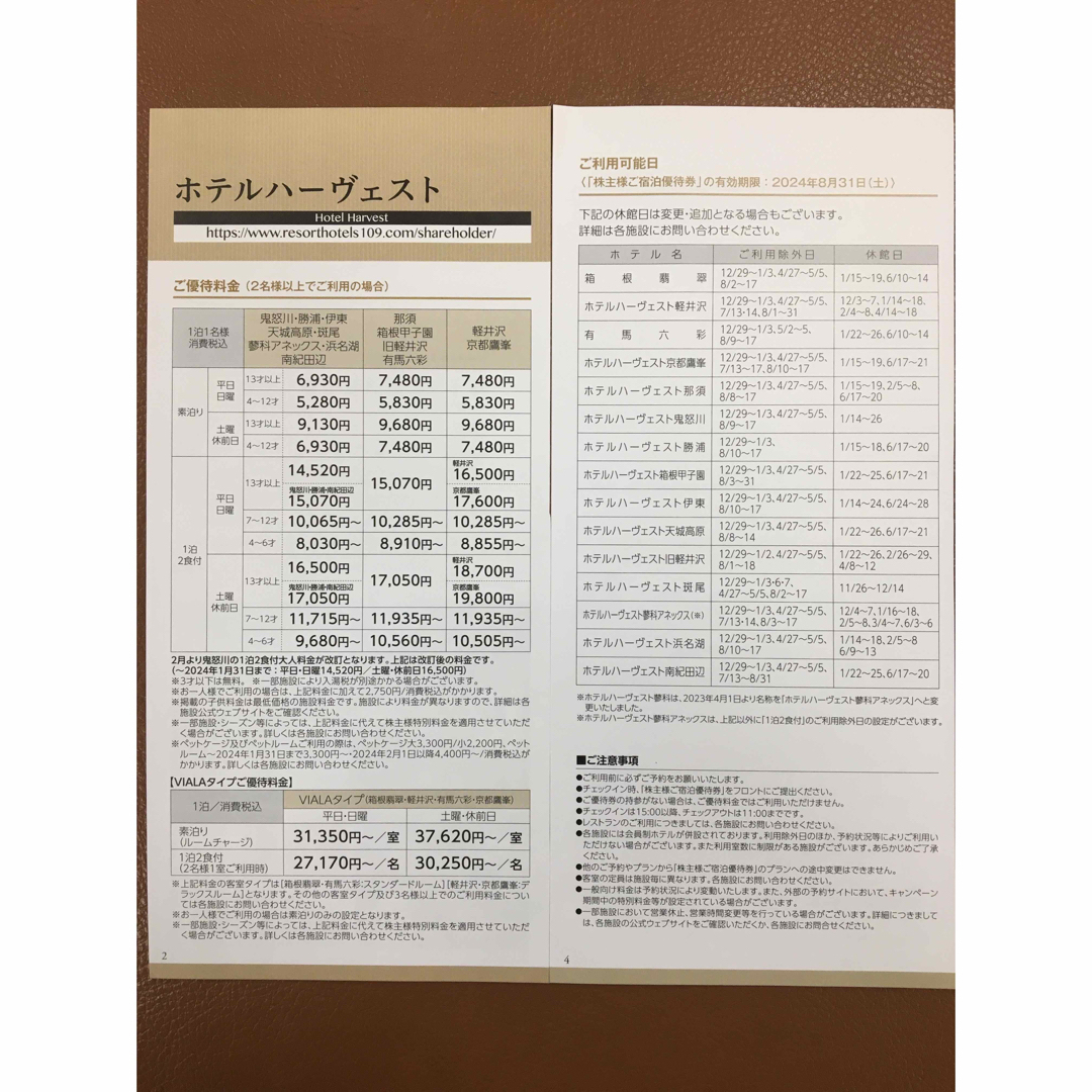 １枚🏨東急ハーヴェストクラブホテルご宿泊ご優待券有効期限 2024年8月31日 チケットの優待券/割引券(宿泊券)の商品写真