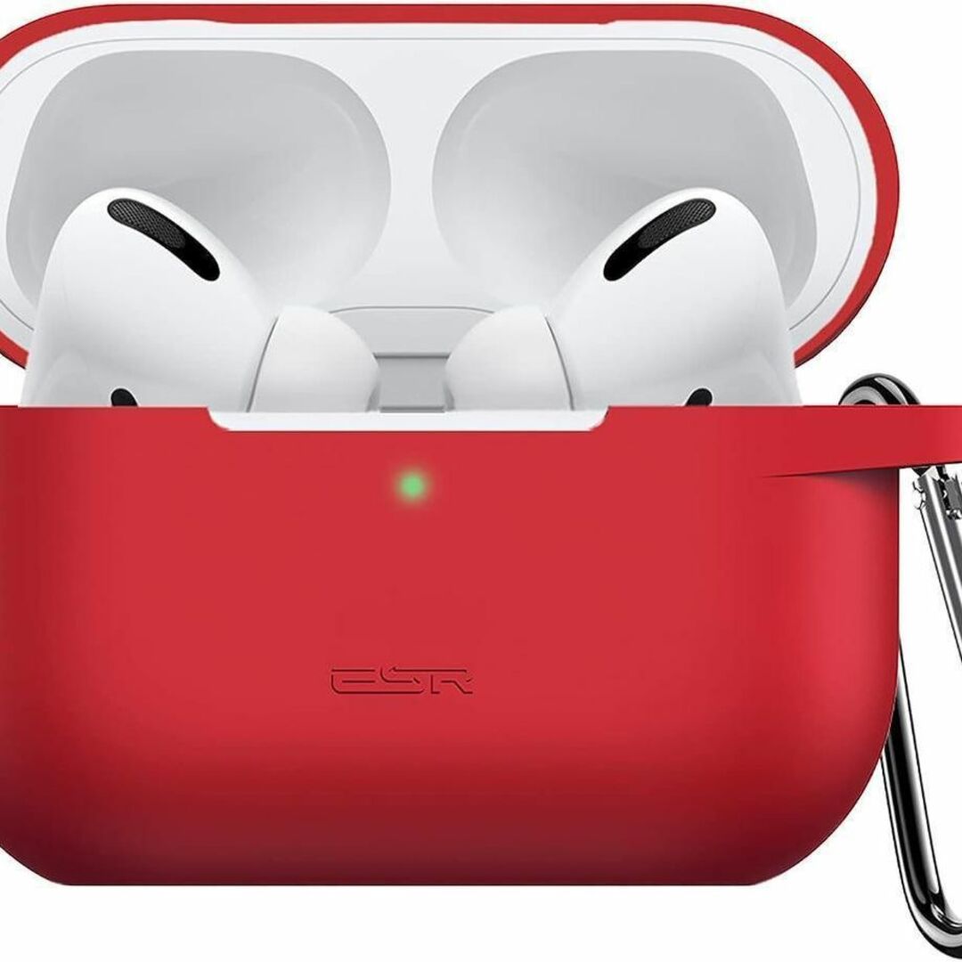 AirPods Pro ケース (2022/2019)用 カラビナ付き レッド スマホ/家電/カメラのオーディオ機器(ヘッドフォン/イヤフォン)の商品写真