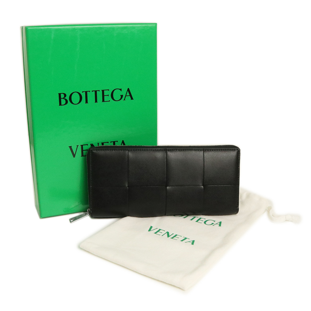 Bottega Veneta(ボッテガヴェネタ)のボッテガヴェネタ カセット ジップアラウンドウォレット 長財布 カーフスキン レザー ブラック 黒 シルバー金具 708612 箱付 BOTTEGA VENETA（新品・未使用品） メンズのファッション小物(長財布)の商品写真