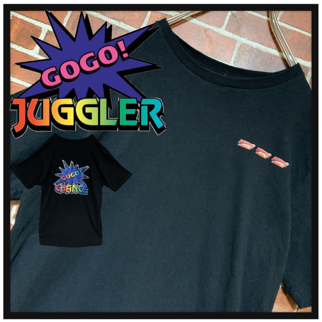 北電子(キタデンシ)の【希少】JUGGLER★ジャグラー☆スロット★企業☆GOGO★Tシャツ★L★古着 エンタメ/ホビーのテーブルゲーム/ホビー(パチンコ/パチスロ)の商品写真