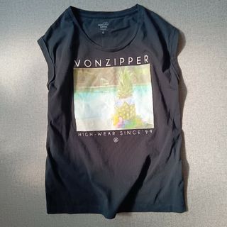 VONZIPPER - VONZIPPER　袖口が可愛い✩フォトプリントT-shirt 黒　美品