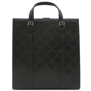 グッチ(Gucci)のグッチ GUCCI トートバッグ GGエンボスミディアム GGエンボスレザー ブラック シルバー金具 ハンドバッグ  700421 【保存袋】【中古】(トートバッグ)