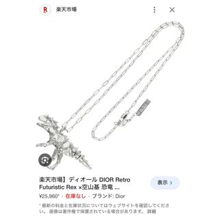 ディオール　空山基　コラボ　REX 恐竜　ネックレス　DIOR 