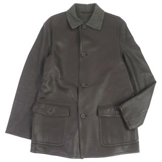 Ermenegildo Zegna - 美品□Ermenegildo Zegna エルメネジルド ゼニア 裏地カシミヤ ウール カバーオール レザージャケット ダークブラウン 48 イタリア製 正規品 メンズ