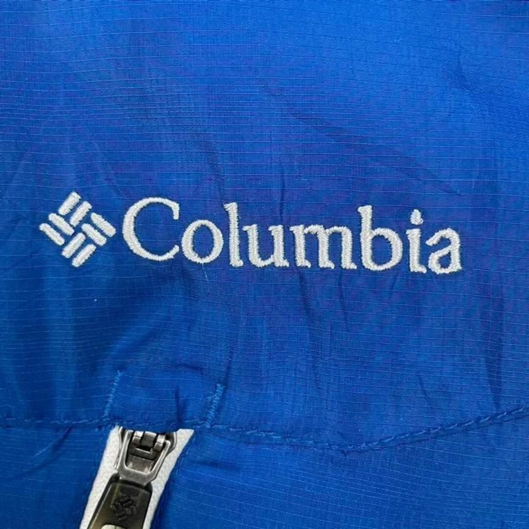 Columbia(コロンビア)のUSA古着 コロンビア ナイロンジャケット 企業ロゴ 刺繍 オーバーサイズ 青 メンズのジャケット/アウター(ダウンジャケット)の商品写真